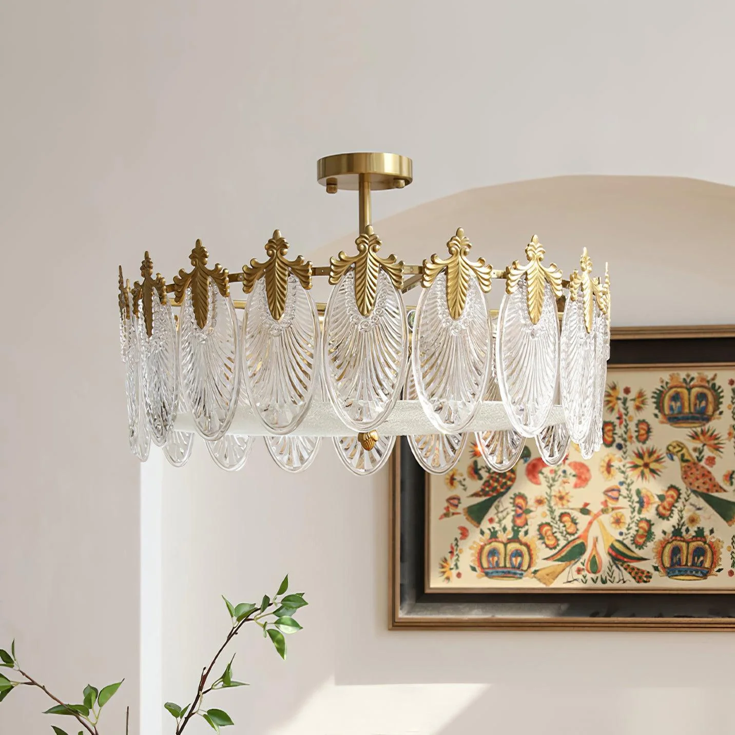 Alessio Vintage Luxury Glass Round Chandelier Living Dining Room