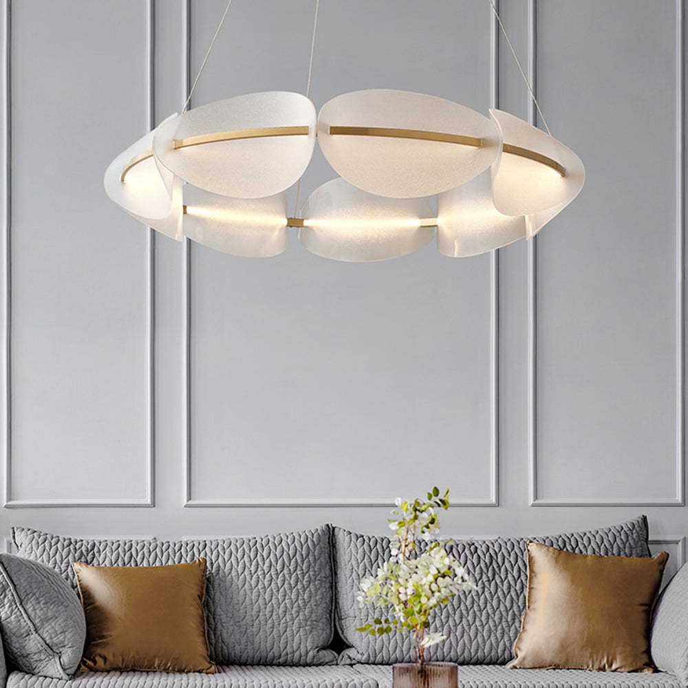 Bella Lampada a Sospensione Metallo Bianco Anello Moderna