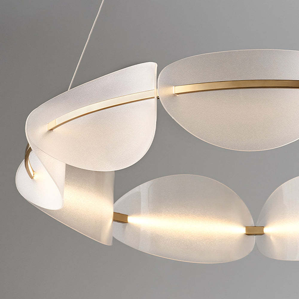Bella Lampada a Sospensione Metallo Bianco Anello Moderna
