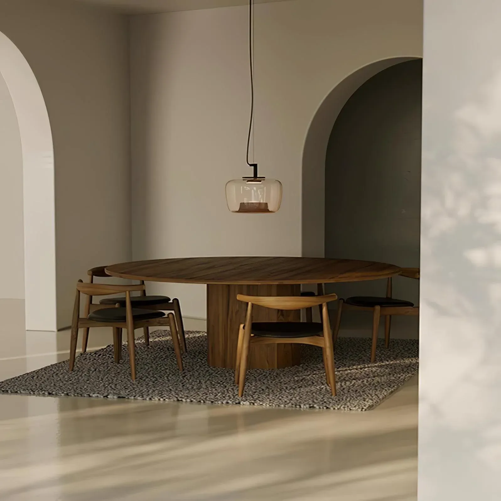Hailie Modern Round Glass Pendant Light Dining Room Bedroom