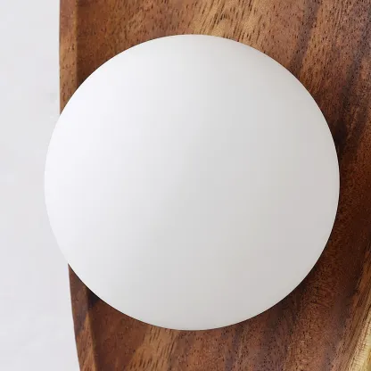 Muto Natural Wood Glass Walnut Wall Lamp Bedroom Living Room