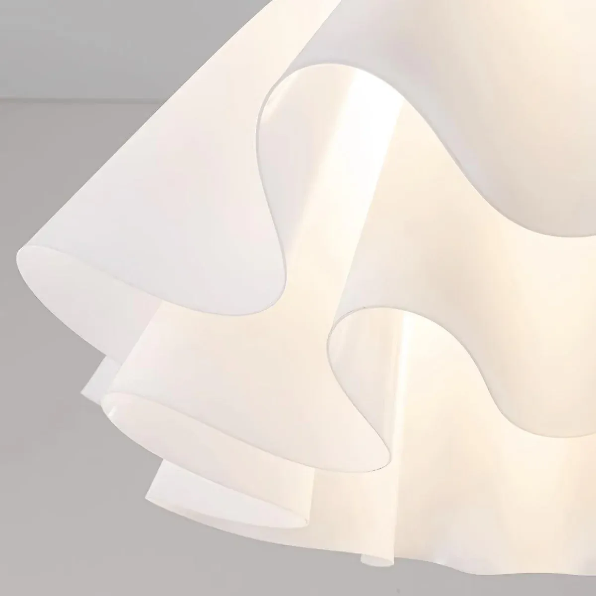 Carins Ceiling Light, flowing white shade detail