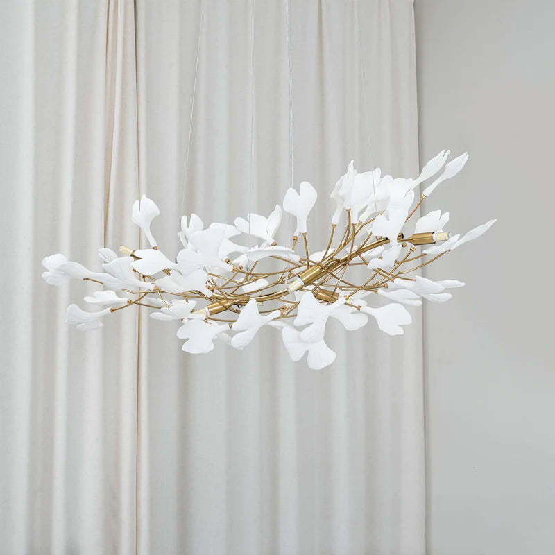 Olivia Design Bellissimo LED Lampade a Sospensione Ginkgo Biloba Oro Metallo Ceramico