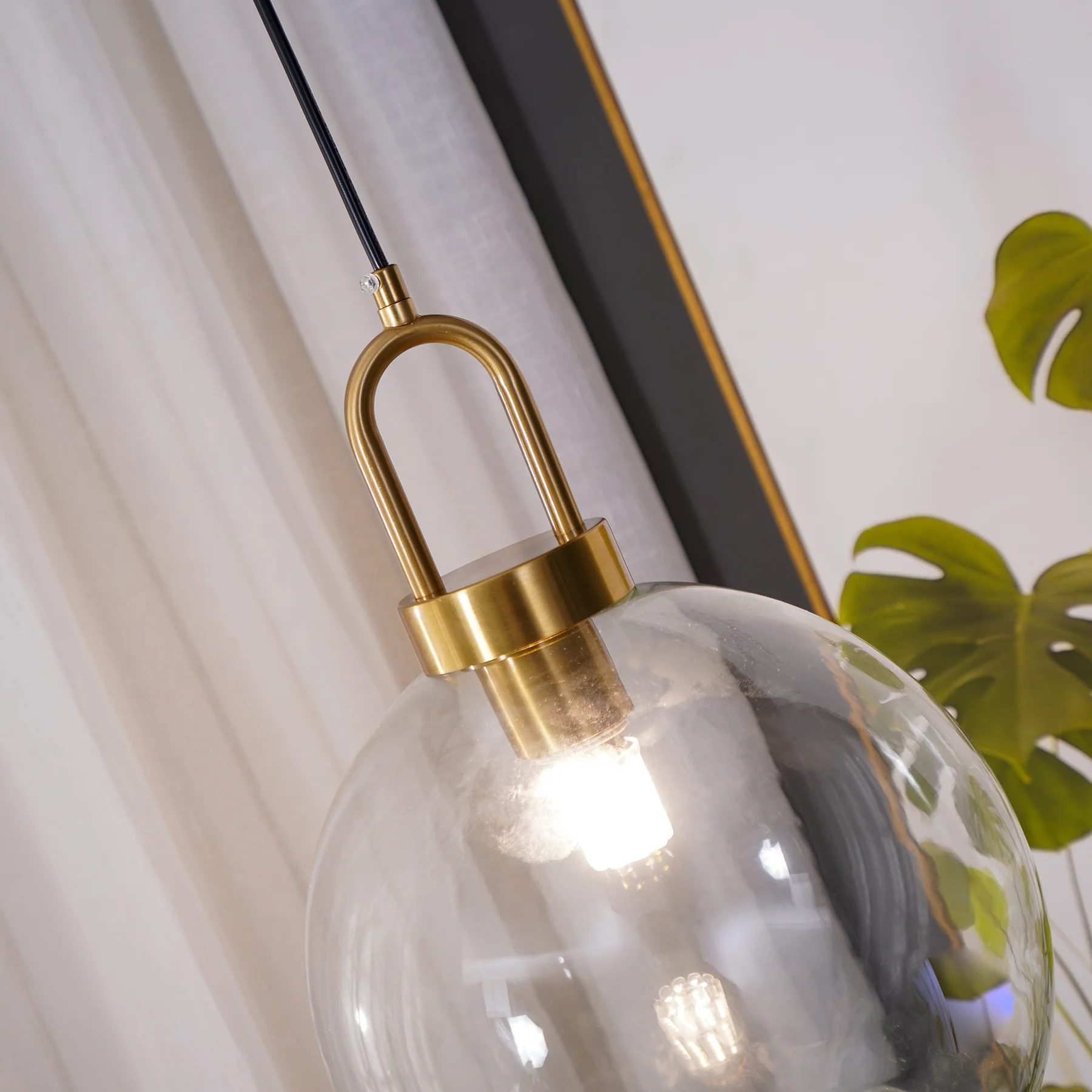 Hailie Modern Round Glass Pendant Light Bedroom Hallway Living Room