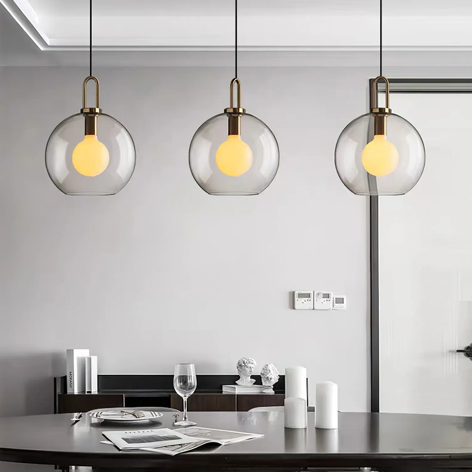 Hailie Modern Round Glass Pendant Light Bedroom Hallway Living Room