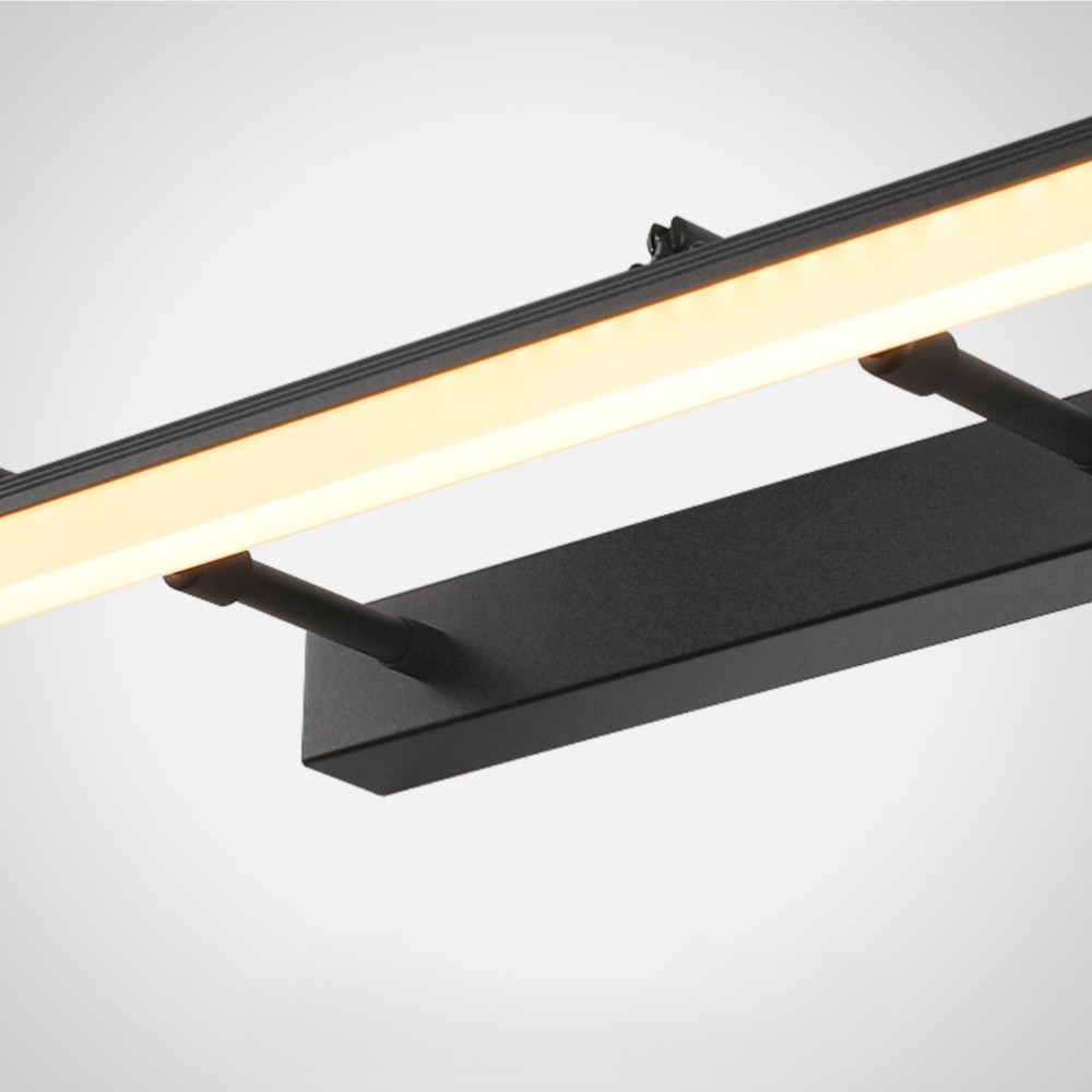 Leigh Minimalismo LED Applique Rettangolo Lineare Specchio Metallo Anteriore Nero/Argento Bagno