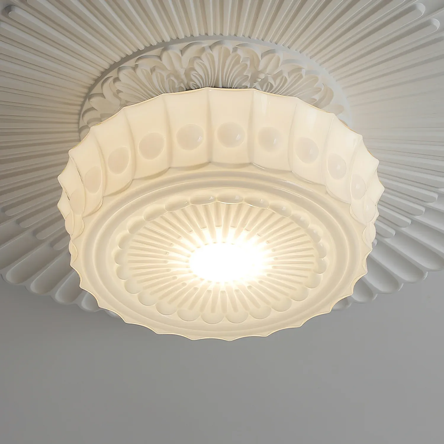 Quinn Nordic Beige White Ceiling Lamp Bedroom  Dining Room