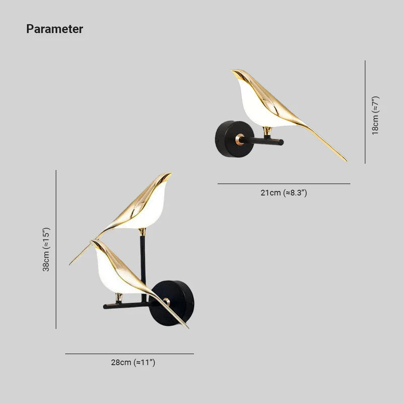 Clifford Design LED Applique Speciale Metallo Acrilico Oro Uccello Soggiorno/Camera da Letto/Ristorante/Studio