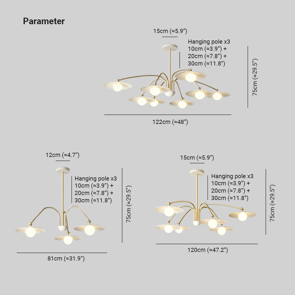 Lampada a sospensione minimalista Cairns i metallo soffiato, bianco/oro