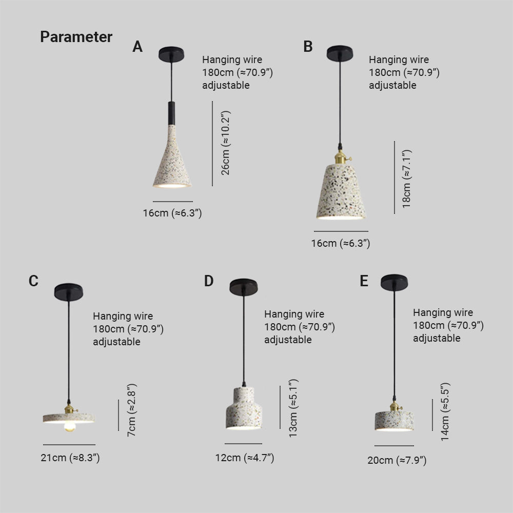 Zaid Modern Metal/Stone Pendant Light, 5 Style