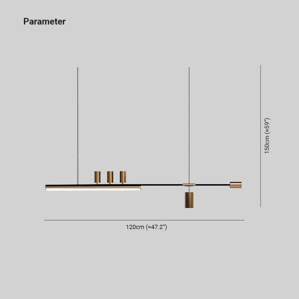 Edge Lampada a Sospensione Metallo/Acrilico Oro/Nero Lineare Moderna