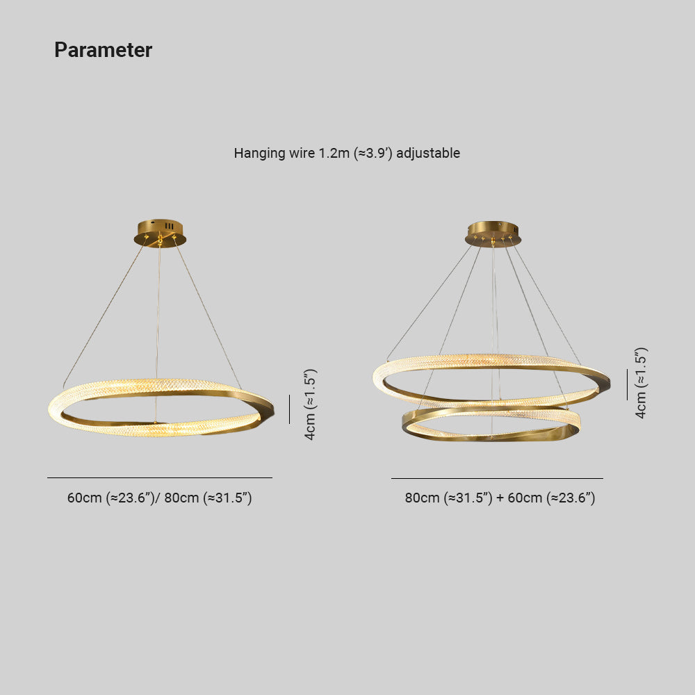 Arisha Lampada a Sospensione Metallo Oro Spirale Anello Minimalista