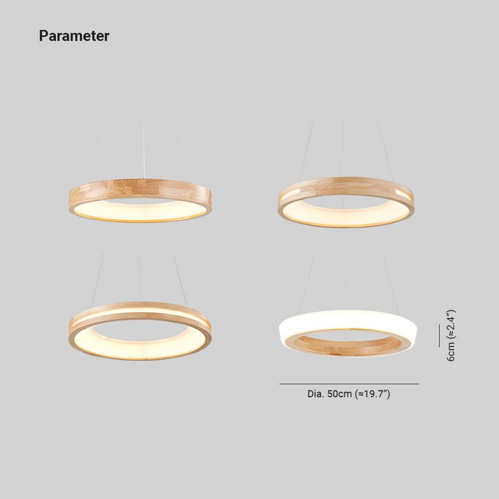 Ozawa Lampade a Sospensione Legno Bianco/Oro Anello Soggiorno Moderne