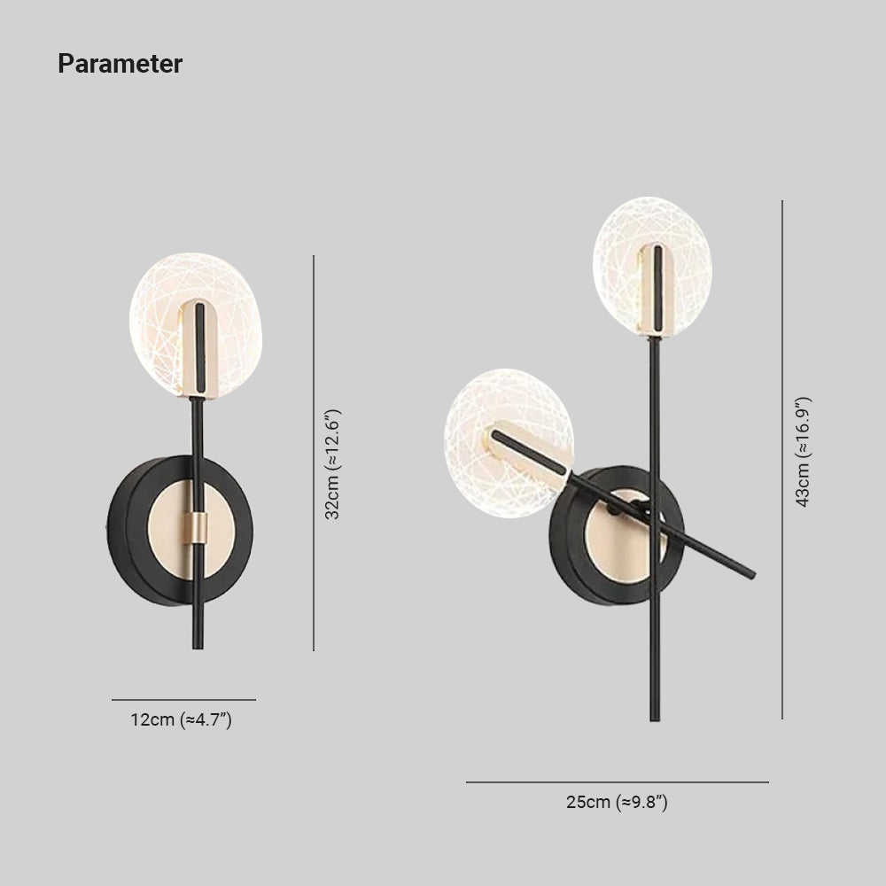 Valentina Wall Lighting Disc Modern, Metal/Acrylic, Black/White, Bedroom