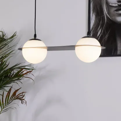 Orr Minimalismo Nero Metallo Vetro Lampada a sospensione Camera da letto Soggiorno