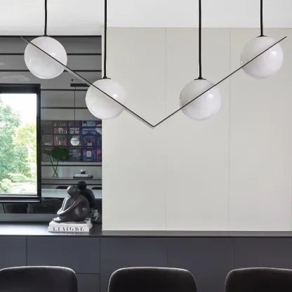 Orr Minimalismo Nero Metallo Vetro Lampada a sospensione Camera da letto Soggiorno