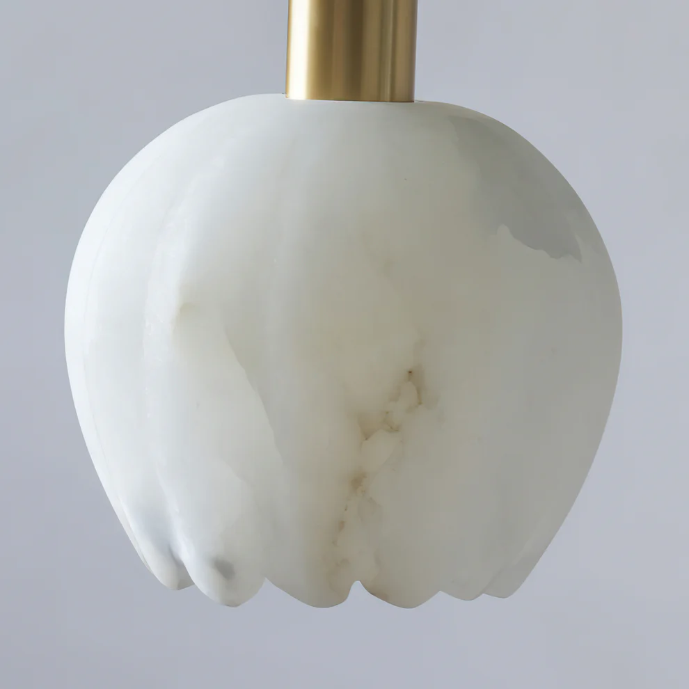Jade Moderno Rotondo Fiore Metallo Alabastro Sospensione Camera da letto Sala da pranzo