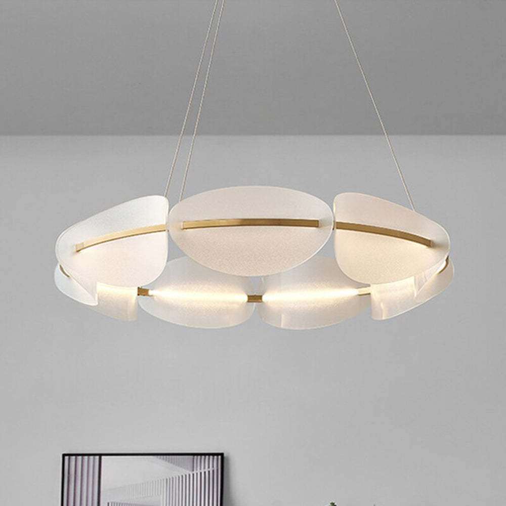 Bella Lampada a Sospensione Metallo Bianco Anello Moderna