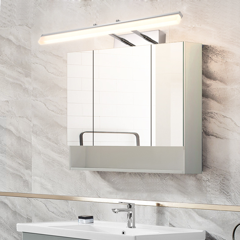 Leigh Minimalismo LED Applique Rettangolo Lineare Specchio Metallo Anteriore Nero/Argento Bagno