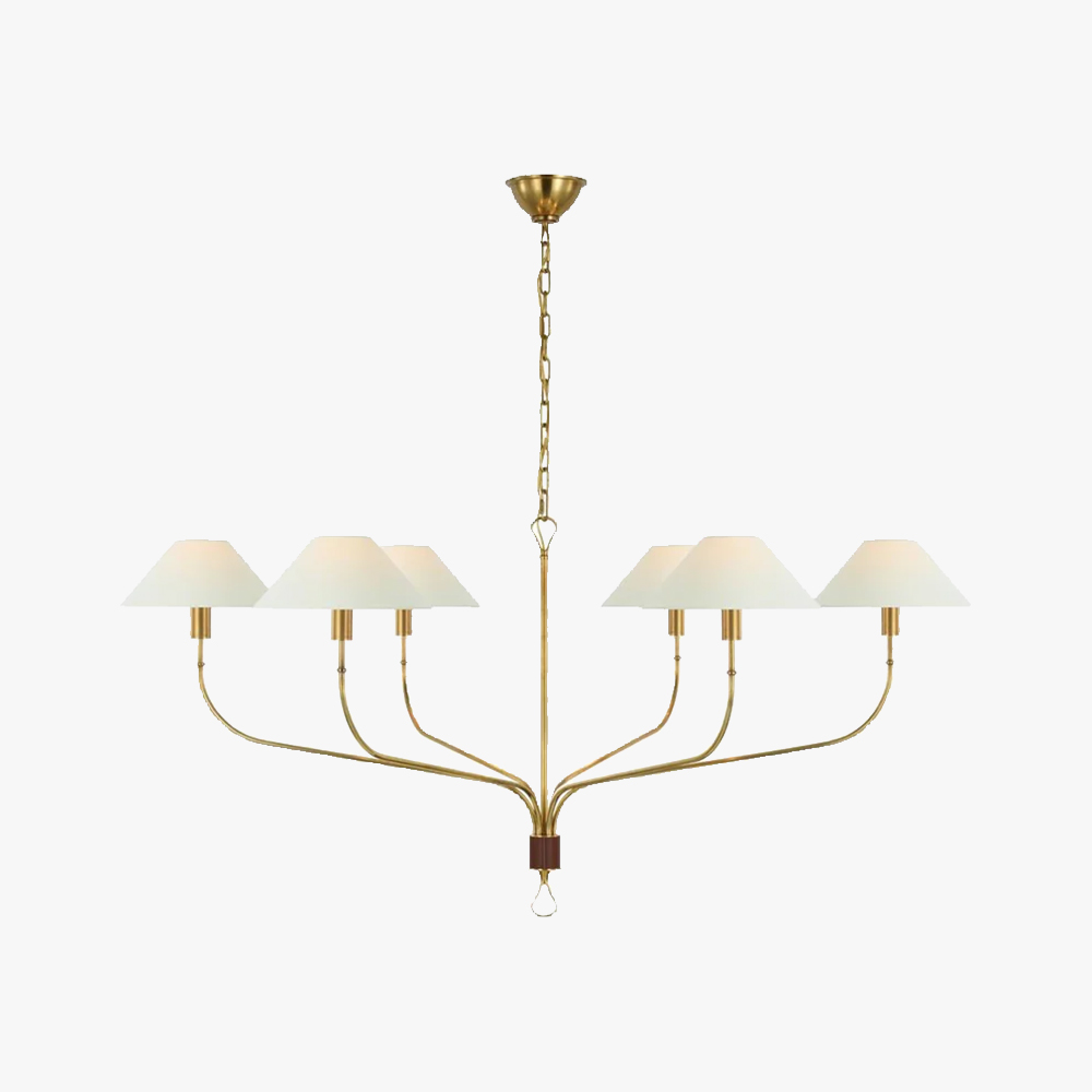 Alessio Vintage Luxury Brass Fabric Chandelier Shades Living Dining Room