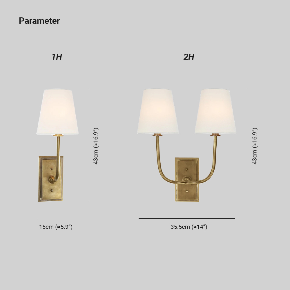 Alessio Vintage Classical Metal Fabric Wall Light Shades Bedroom Bathroom Hallway