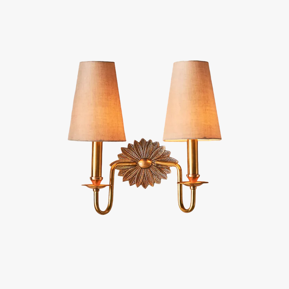 Alessio Vintage Classical Brass Fabric Wall Light Shades Bedroom Living Room