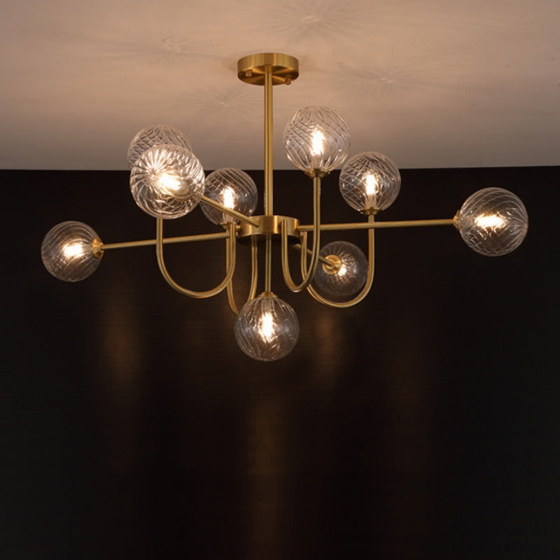 Valentina Moderno Metallo/Vetro Lux Lampadario Oro Soggiorno/Sala da Pranzo