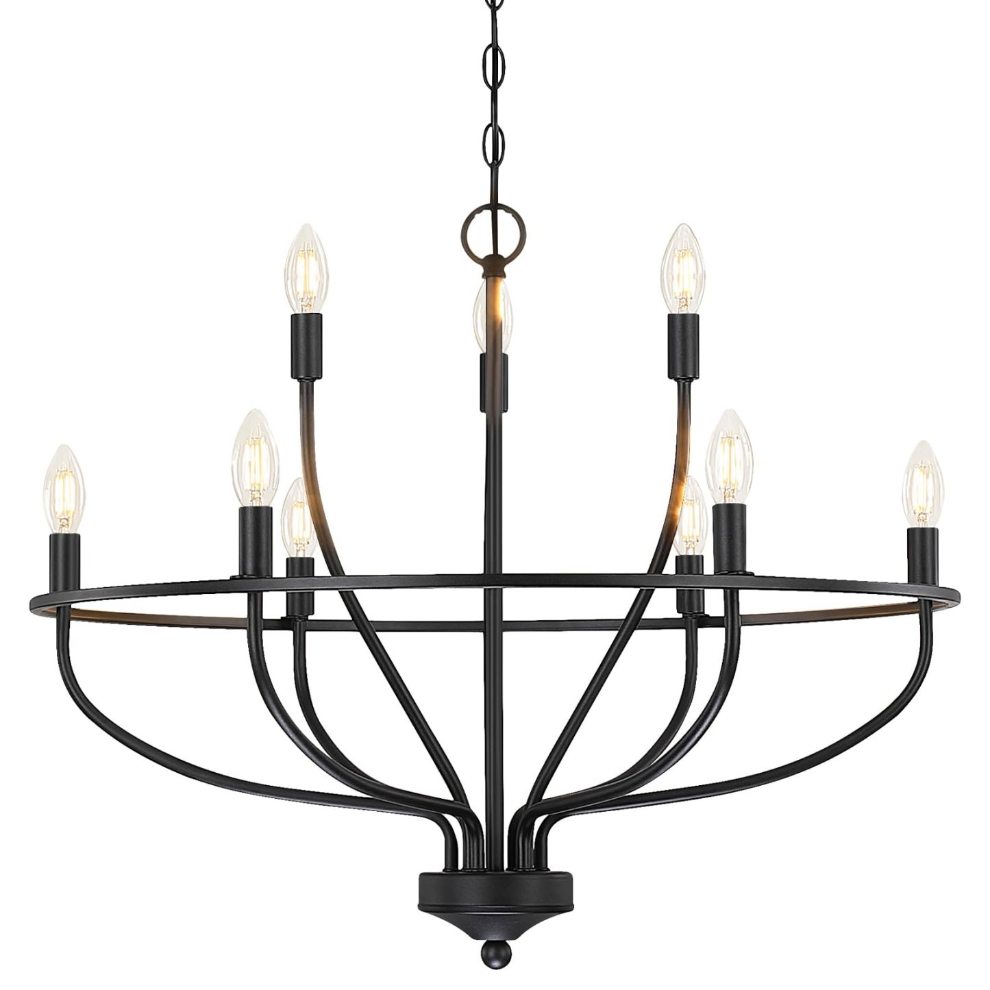 Silva Lampadario a Candele Industriale in Metallo Nero/Champagne per Soggiorno