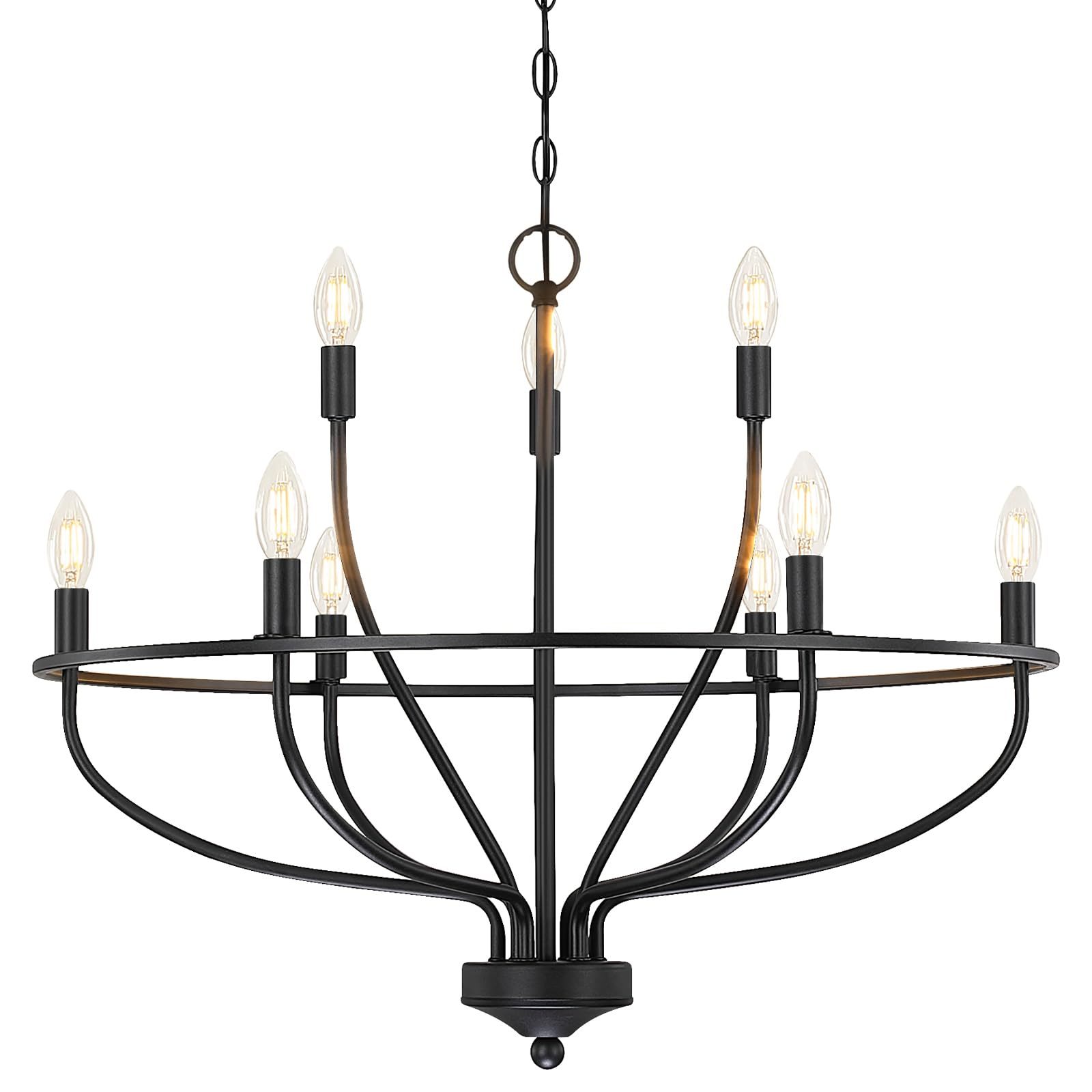 Silva Lampadario a Candele Industriale in Metallo Nero/Champagne per Soggiorno