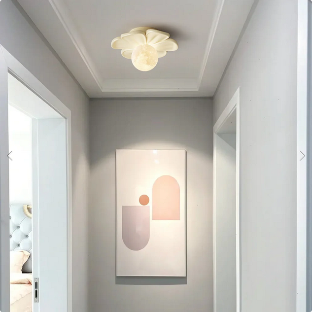 Carins Resina Rosa Beige Fiore Lámpara de techo Sala da pranzo Camera da letto