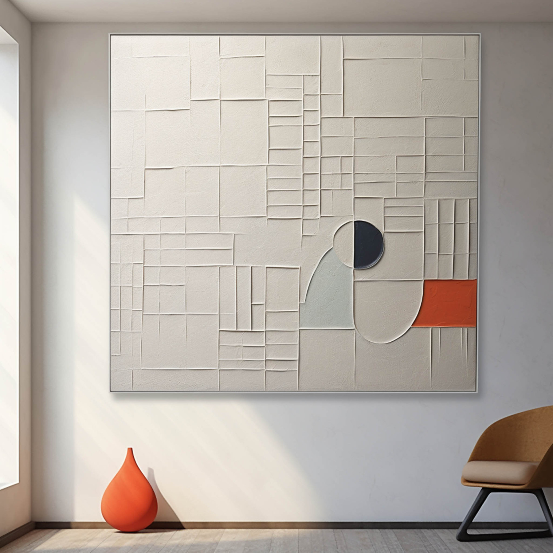 Plaster Minimalism Abstract Canvas Wall Art Framed Oil Painting | Las Sola