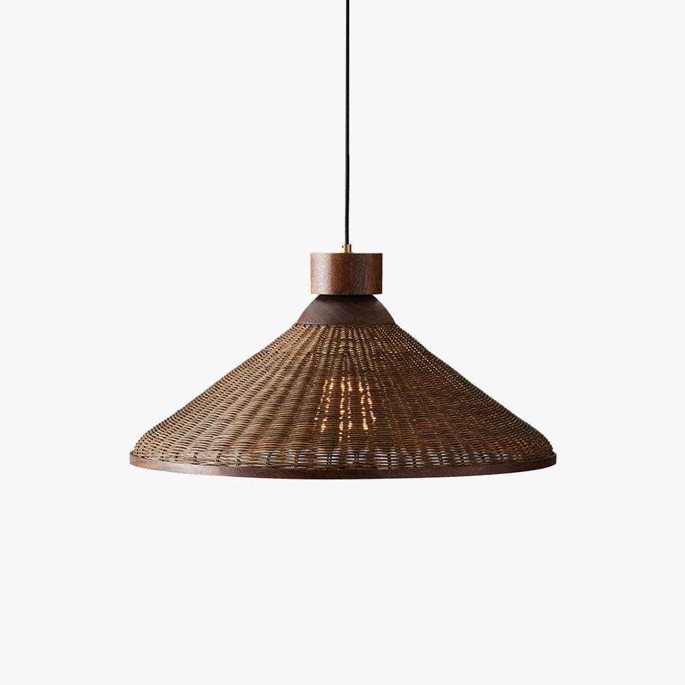 Alessio Lampada a Sospensione LED di Design Retrò in Rattan per Soggiorno/Ristorante/Hotel