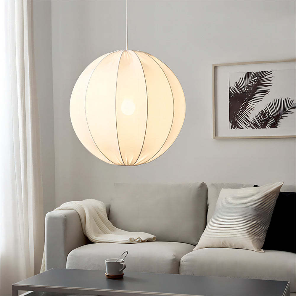 Renée Lampada a Sospensione Moderna Minimalista a Sfera in Metallo/Tessuto Bianca