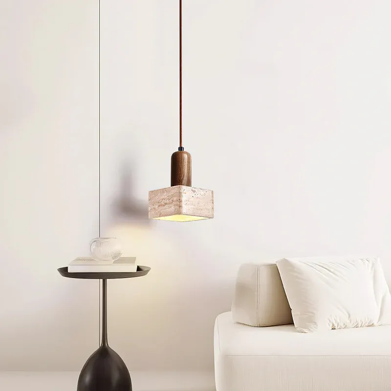 Zaid Minimalism Travertine Wood Pendant Lamp Bedroom Dining Room