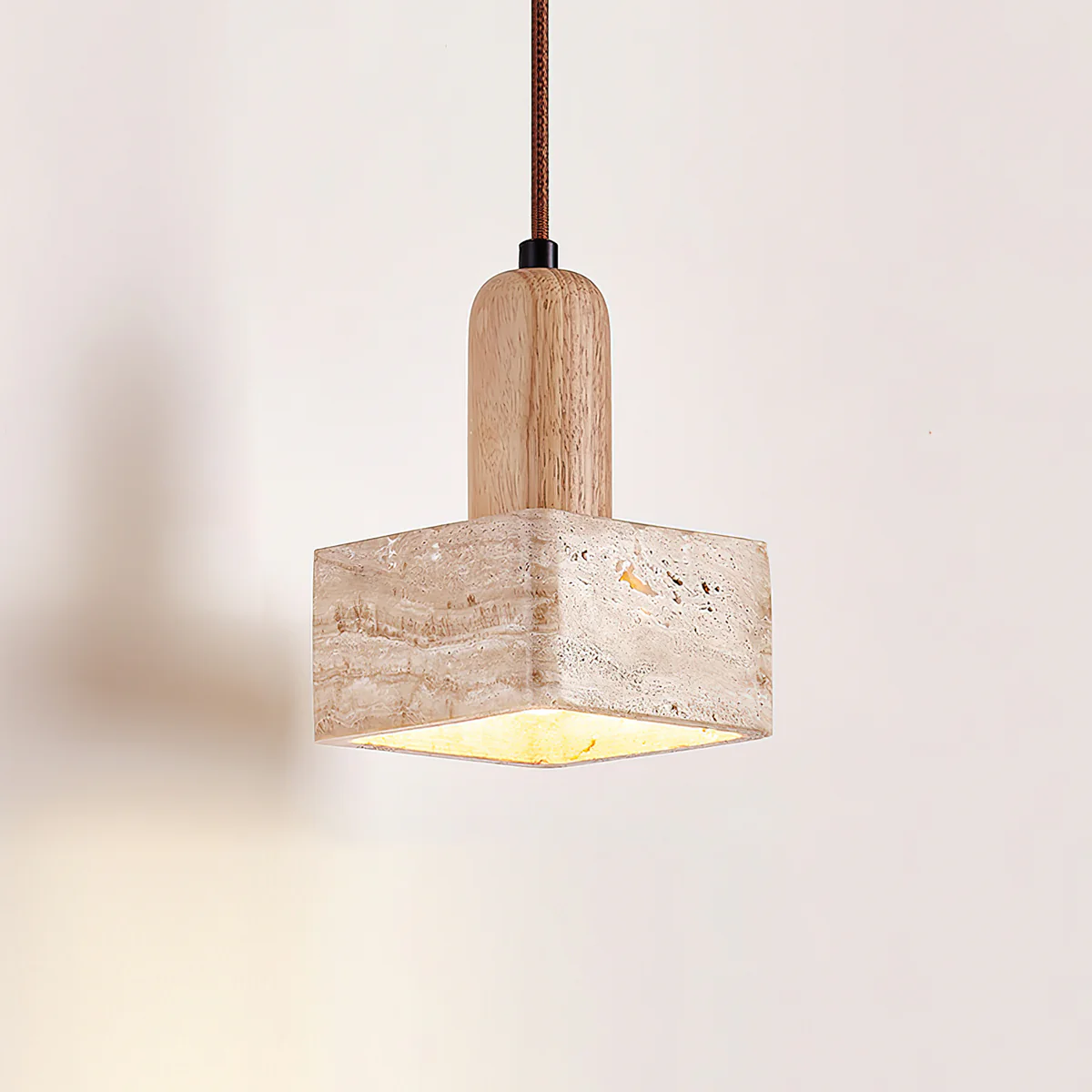 Zaid Minimalismo Travertino Legno Lampada a sospensione Camera da letto Sala da pranzo