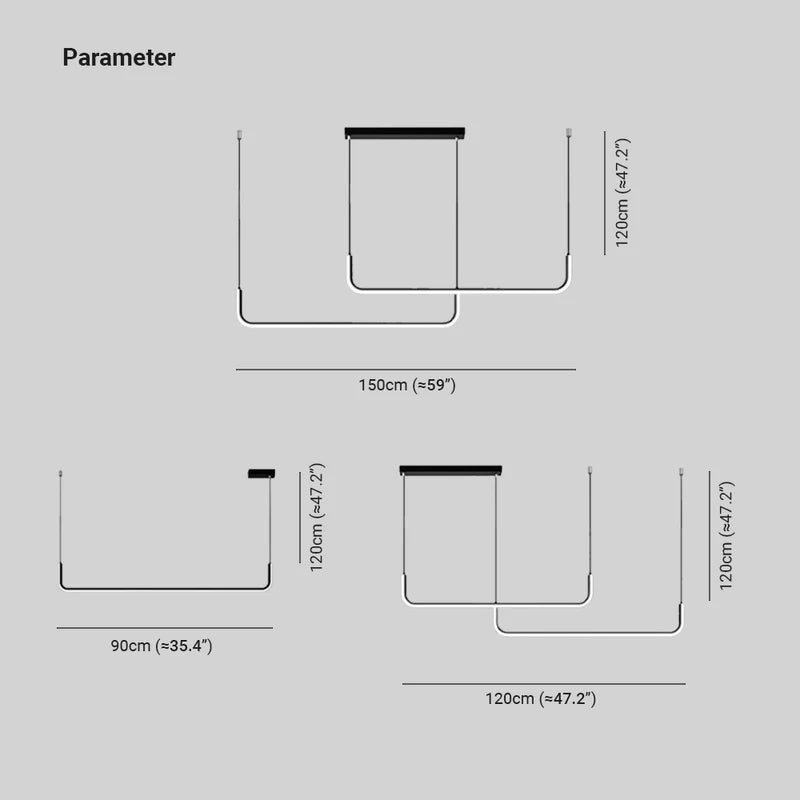 Edge Lampade a Sospensione Nero/Oro Lineare Doppia Cornice Moderne