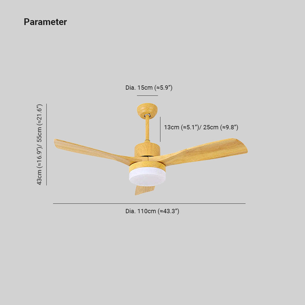 Ozawa Moderno LED Ventilatori da Soffitto Metallo/Legno/Acrilico Bianco/Legno 3-Pale