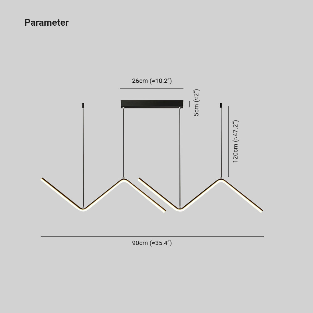 Louise Moderne LED Lampade a Sospensione Nero/Oro Metallo Lineare Ondulato Doppio Soggiorno/Camera da Letto