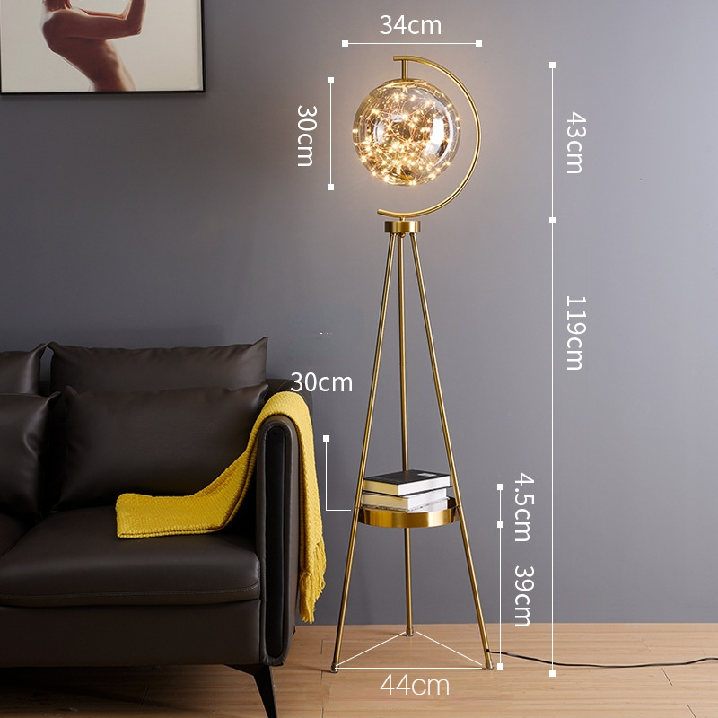 Kady Moderna LED Lampada da Terra Vetro Oro Globo Stellato Soggiorno
