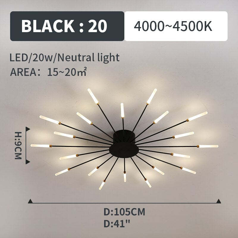 Lowry Moderni LED Montaggio Incasso Plafoniere Fuochi Artificiali Nere/Ore Soggiorno/Camera da Letto
