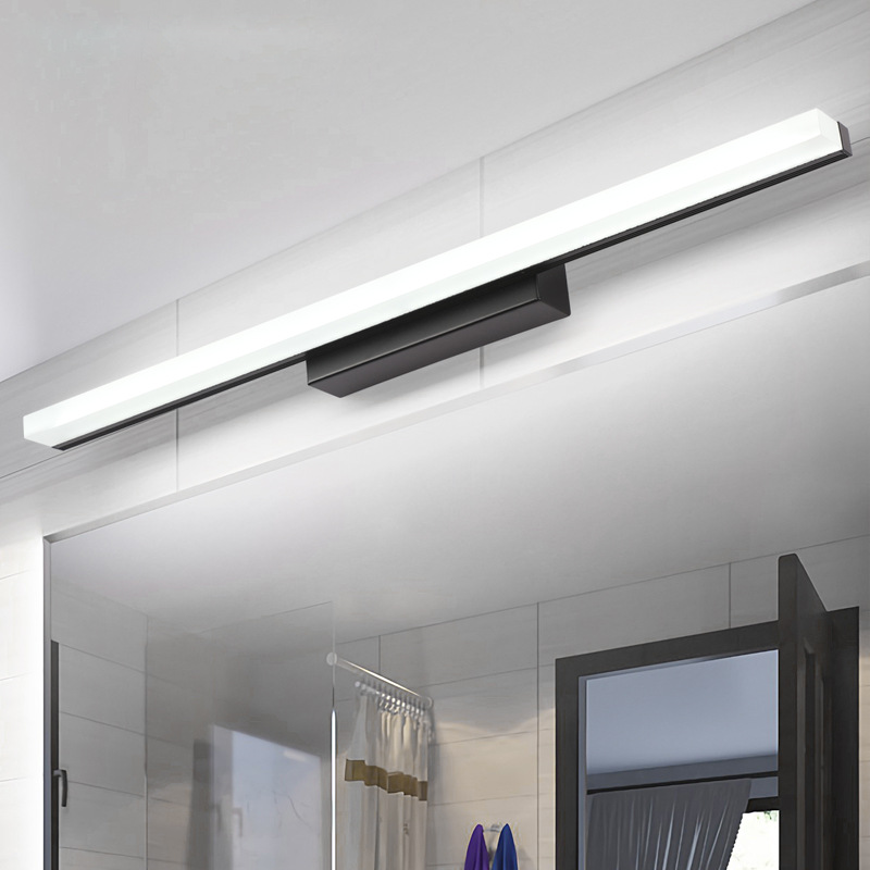Leigh Minimalista LED Applique Metallo Nero/Cromo Lineare Specchio Vanità Bagno