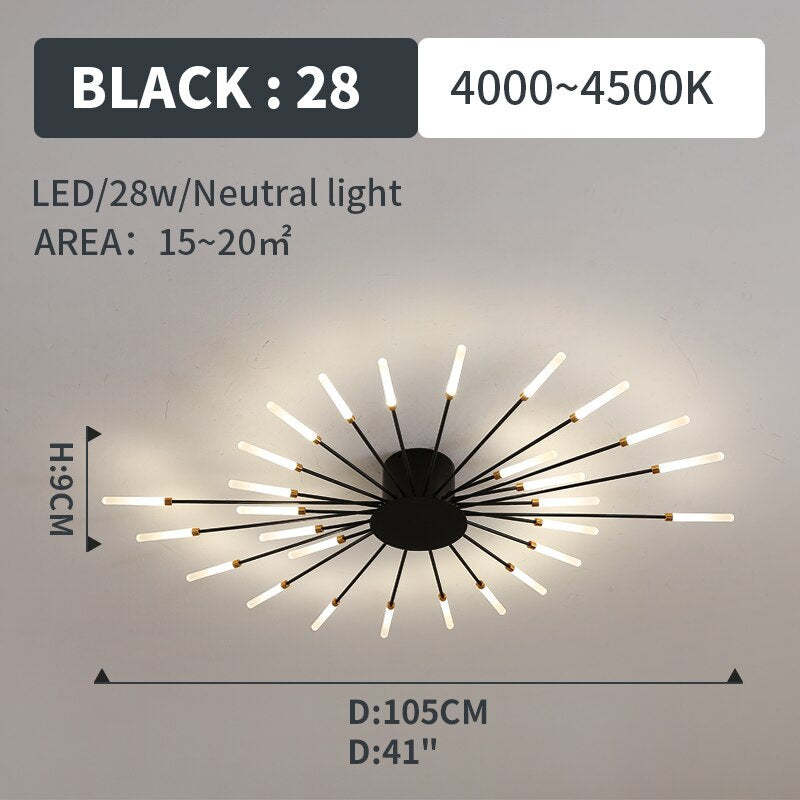 Lowry Moderni LED Montaggio Incasso Plafoniere Fuochi Artificiali Nere/Ore Soggiorno/Camera da Letto