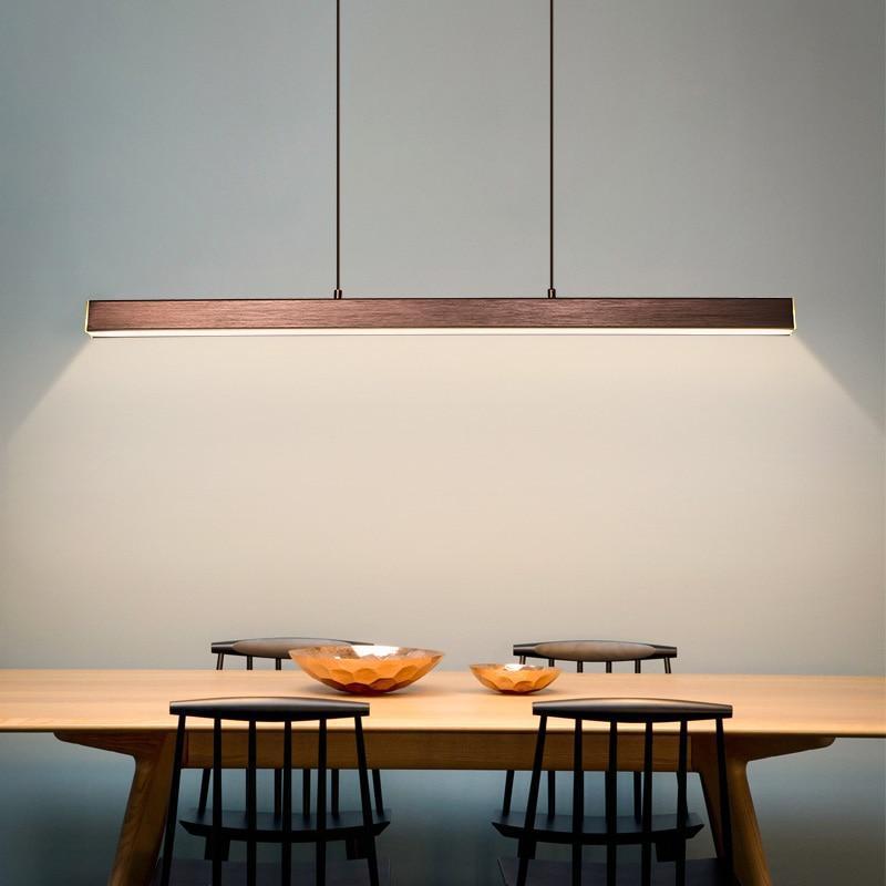 Edge Moderna LED Lampada a Sospensione Metallo Nero/Marrone Lineare
