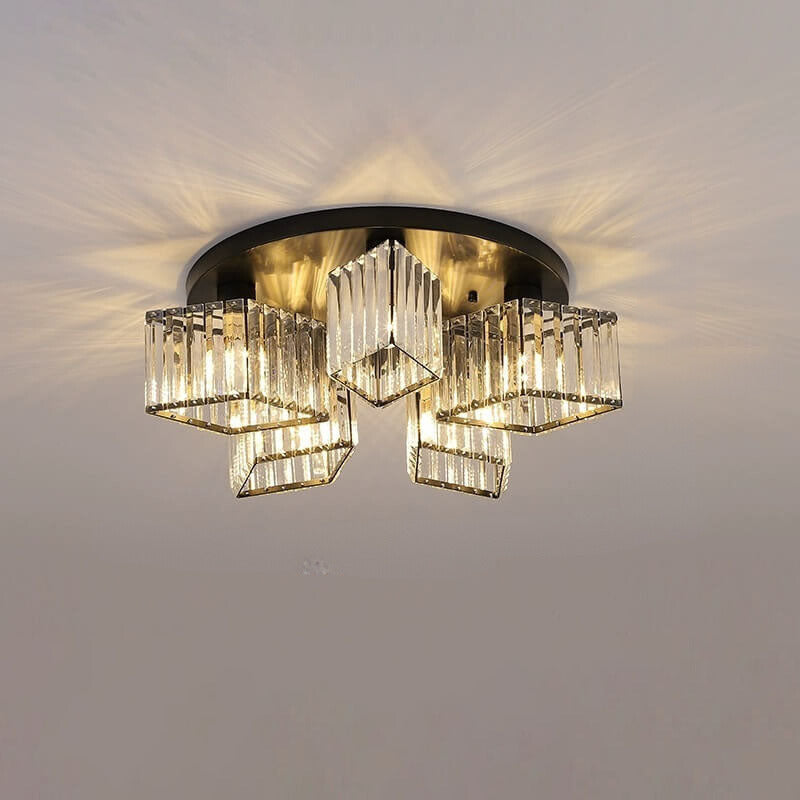 Eryn Moderno Metallo/Cristallo Plafoniera Nero/Oro Camera da letto/Soggiorno