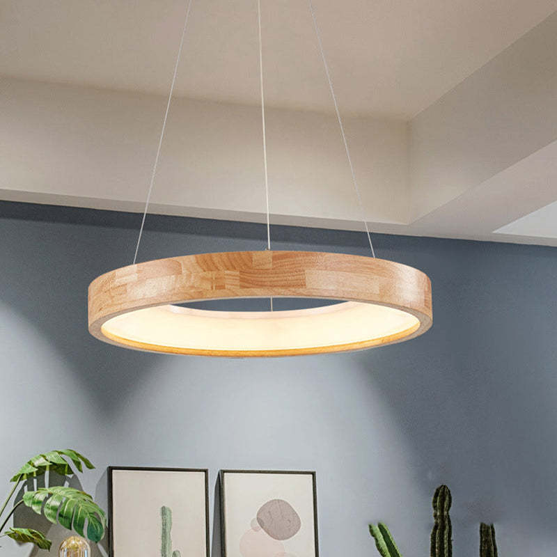 Ozawa Lampade a Sospensione Legno Bianco/Oro Anello Soggiorno Moderne