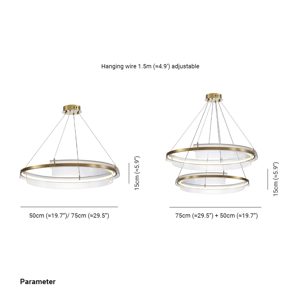 Arisha Minimalist Annular Metal Pendant Light,Gold