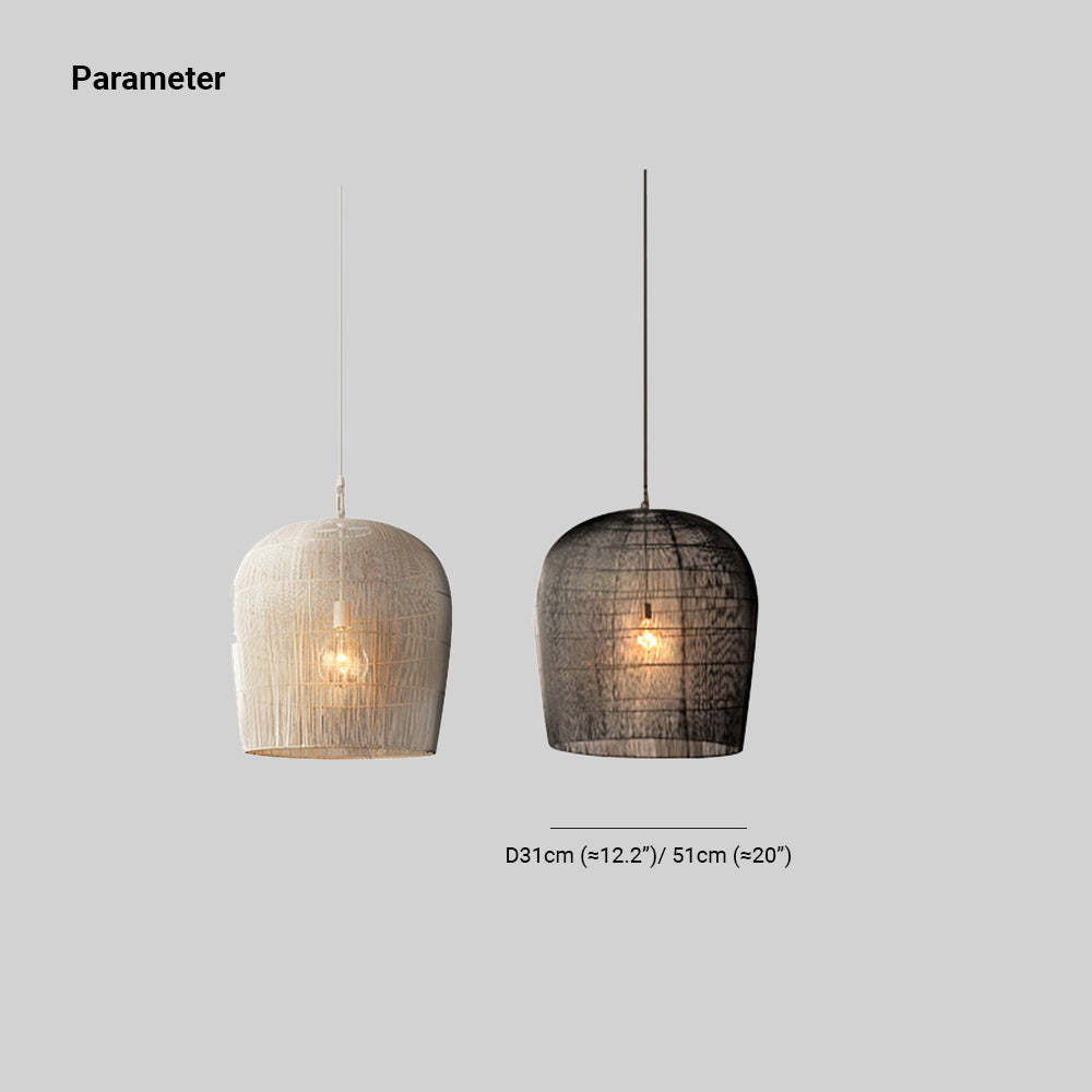 Ritta Moderno LED Lampada a Sospensione Rattan Metallo Nero/Bianco Gabbia Uccelli Soggiorno/Sala da Pranzo