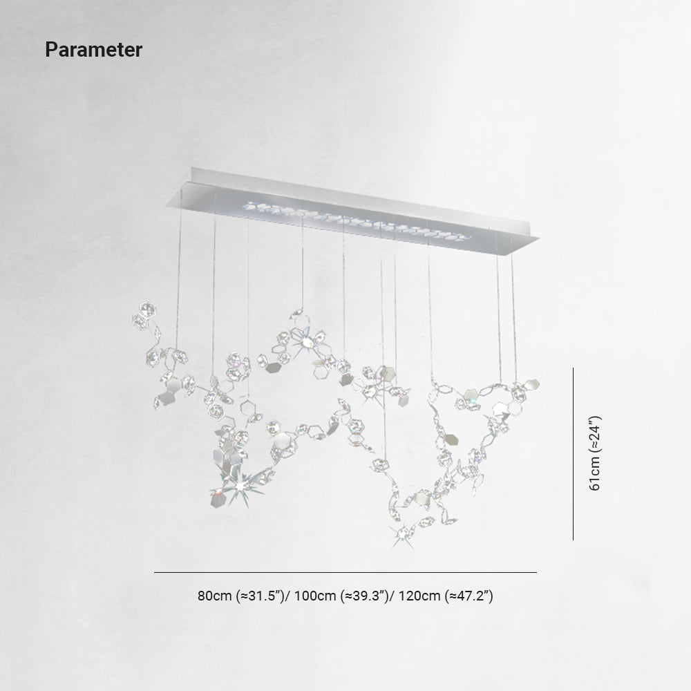 Olivia Modern Sheet Crystal Chandelier, Silver