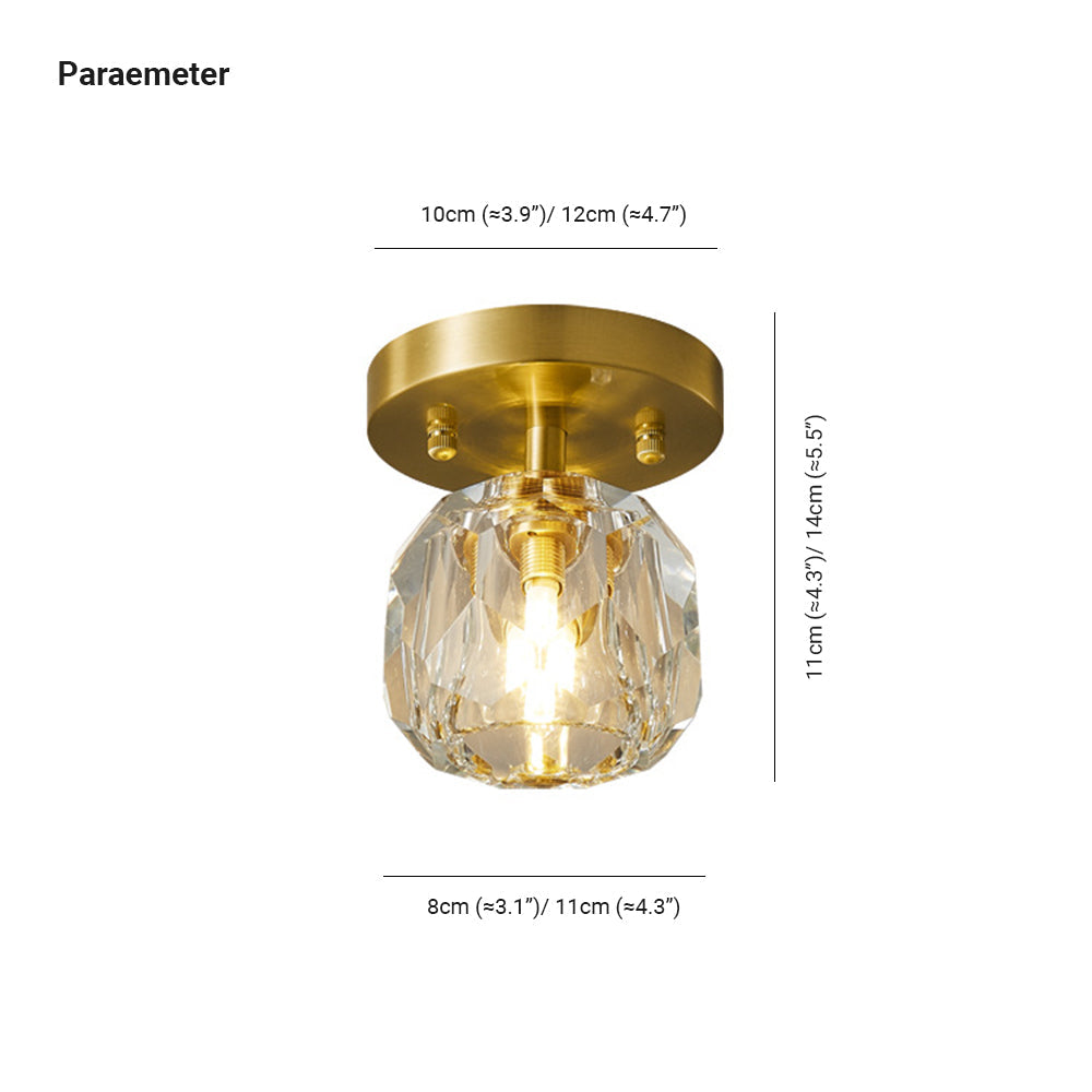 Kirsten Luxury Diamond Metal/Acrylic Flush Mount Ceiling Light, Gold