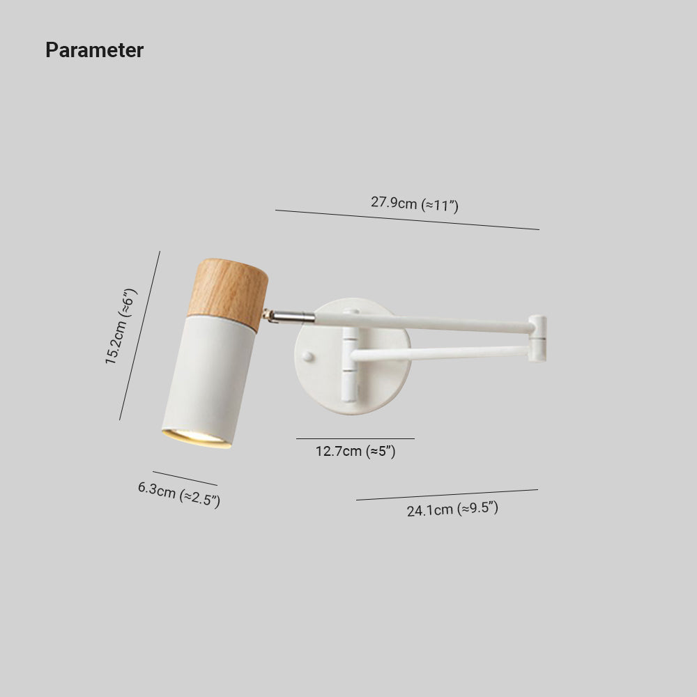 Ozawa Nordico LED Forma Applique Regolabile Metallo/Legno Bianco